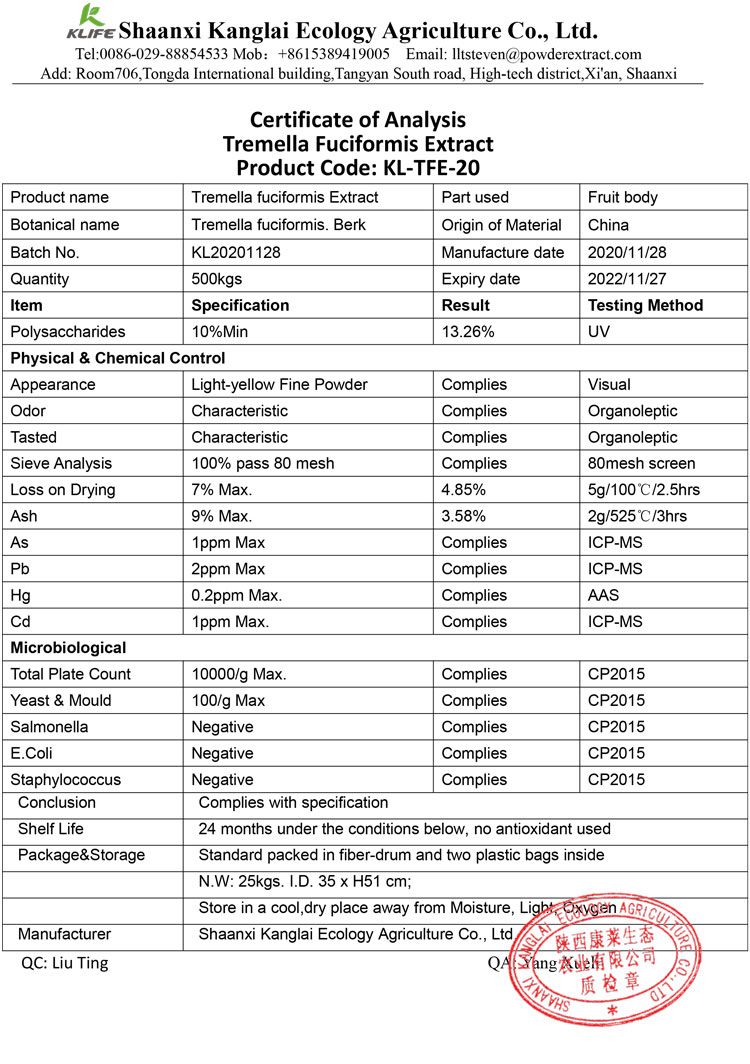 Tremella Fuciformis Extract